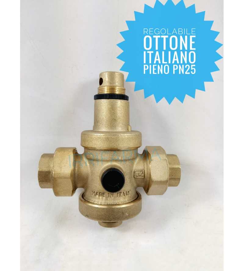 Riduttore pressione acqua 1/2 3/4 1 a bocchettoni in ottone pesante pieno Italiano