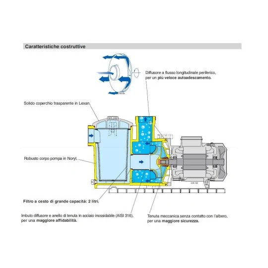 Pompa autoadescante Calpeda MPC 41 per filtraggio della piscina 1.5 hp