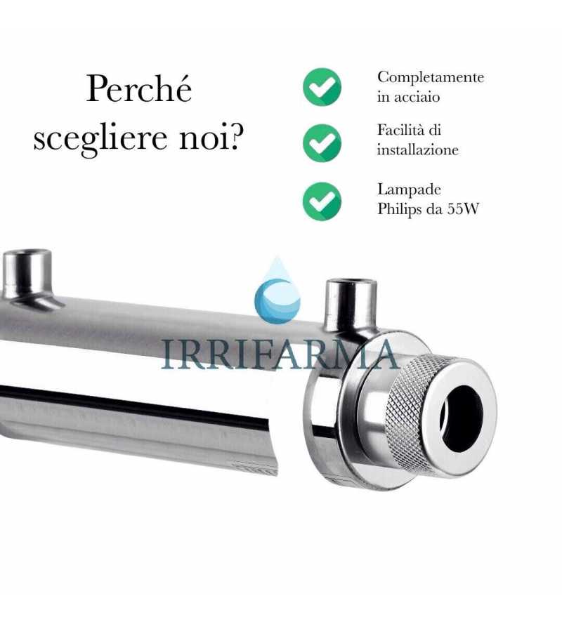 Lampade uv per depurazione acque sterilizzatore battericida 220W 1 1/2 180 L/min